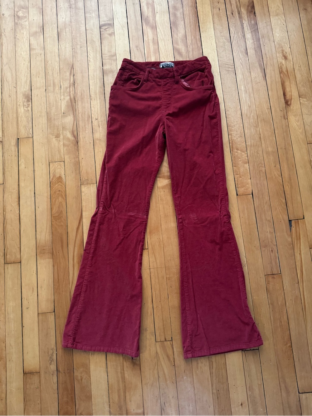 We The Free Burgundy Flare Corduroy Pants Wide Leg